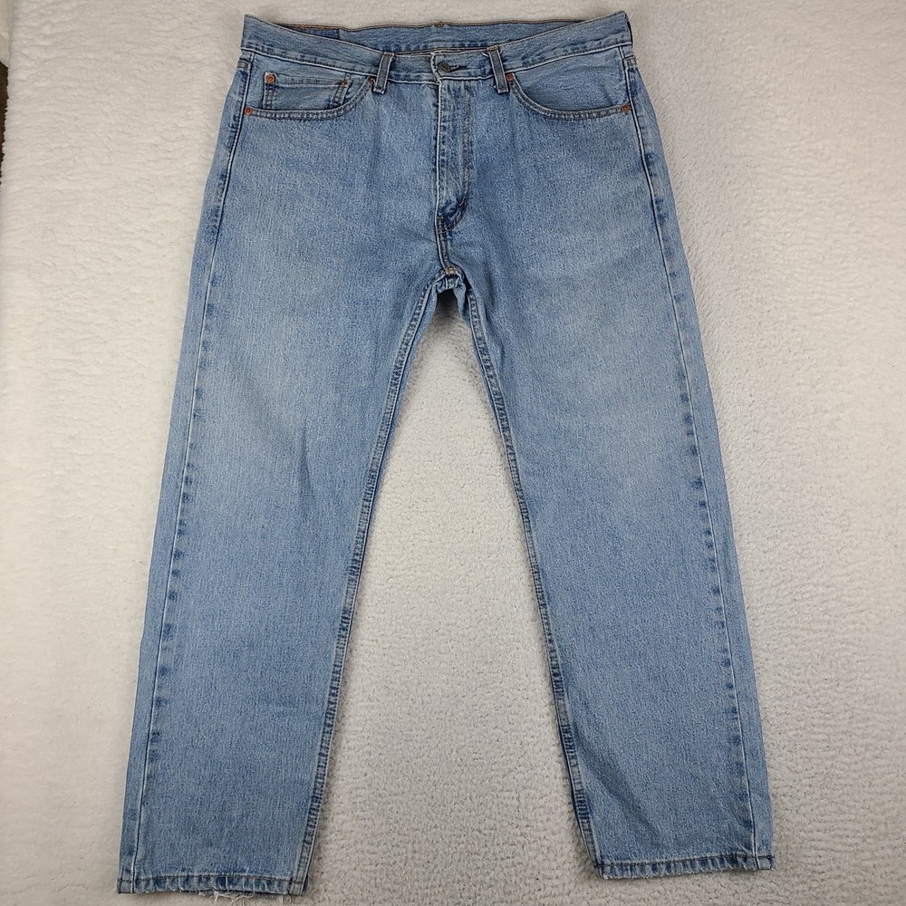 Levi's 505 Jeans Mens 36x29 Blue Regular Fit Straight Leg Light Wash Denim